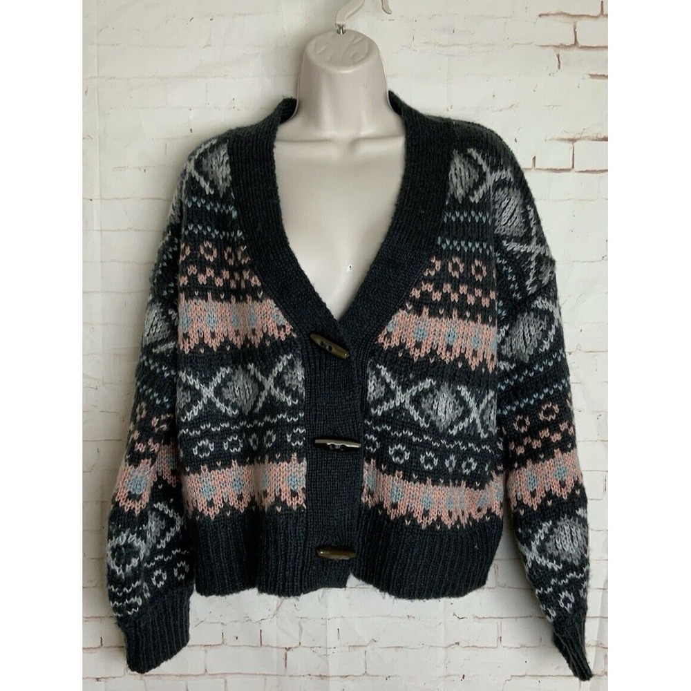 Rewind Womens Gray 3 Button V Neck Cardigan Sweater Size M
